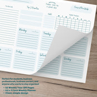 Undated Weekly Planner – 52-Page Tear-Off, 8.5 x 11 Inches for Organized Planning